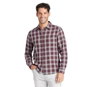 Goodfellow Burgundy & Gray Plaid LS Button Front Casual Shirt - Size Small 36/37